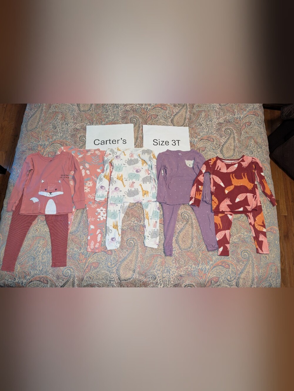 5 Pairs Of Carter's 2 Piece Pajamas Size 3T